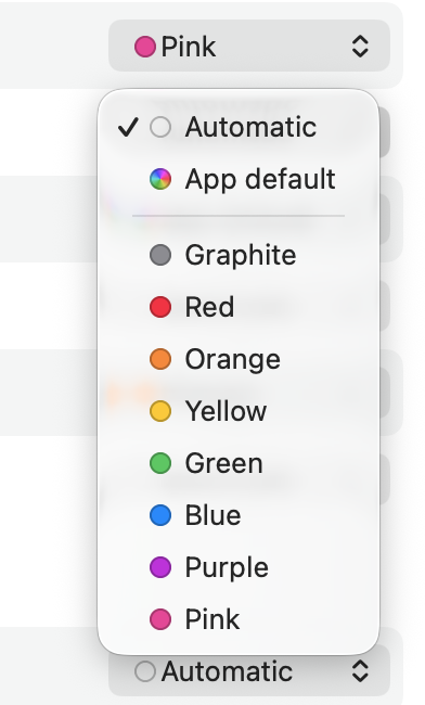 The same menu as before, except the options now have their color circles. However, in the closed menu’s button, the swatch-to-text spacing is different than that from the items’.